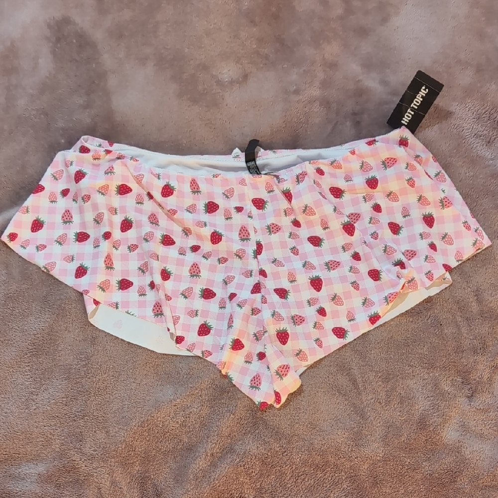 Hot Topic Pink Strawberry Pattern Swim Shorts